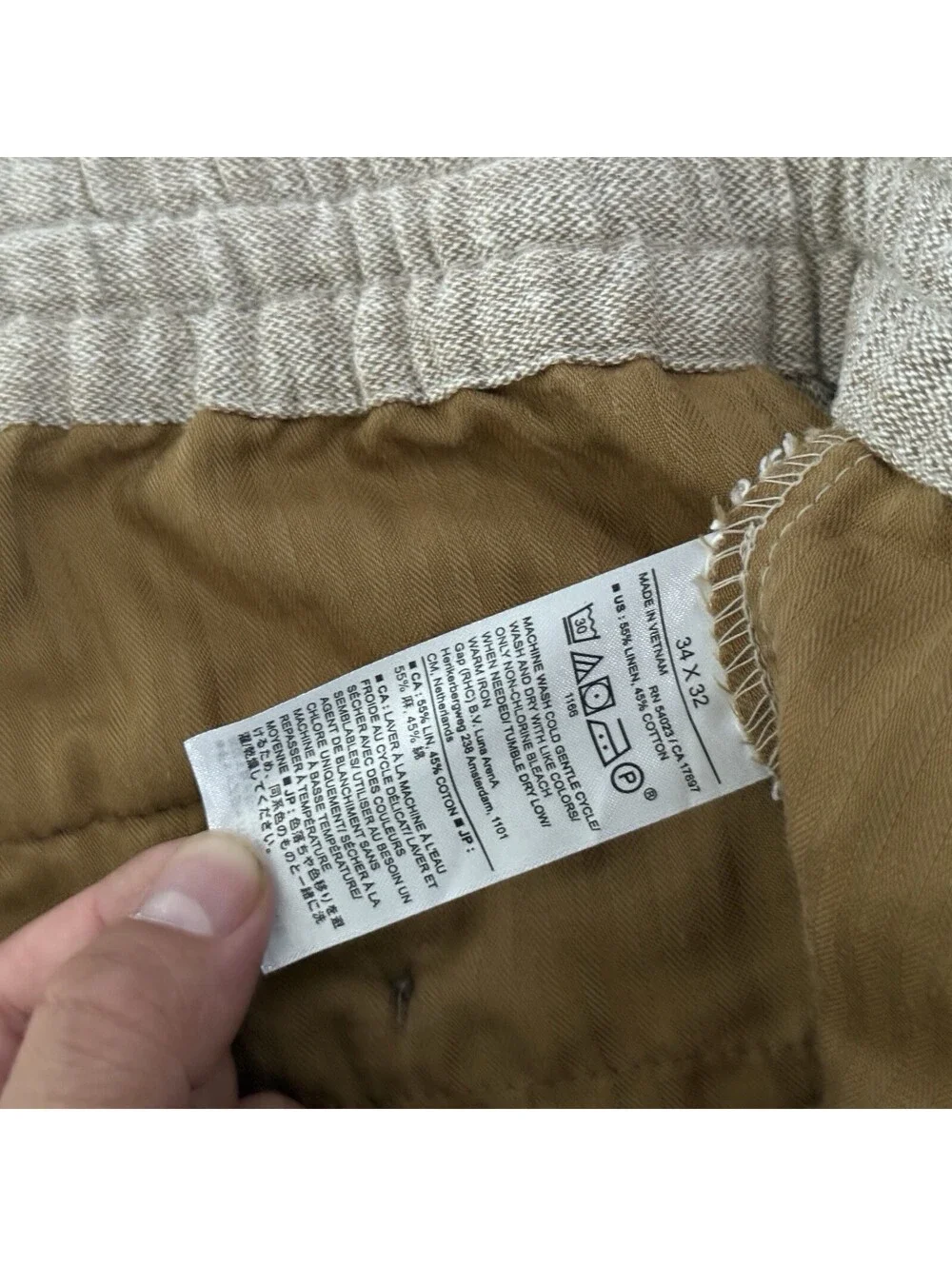 Banana Republic Men’s 34x28 Beige Linen Blend Drawstring Casual Pants Reosrtwear